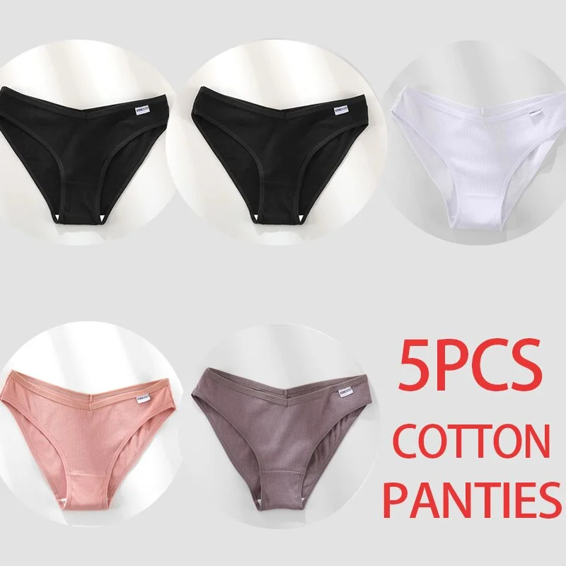 5PCS/Set Women Panties Cotton Underwear Female Panties Solid Color Underpants Sexy Lingerie Pantys for Woman Briefs Intimates