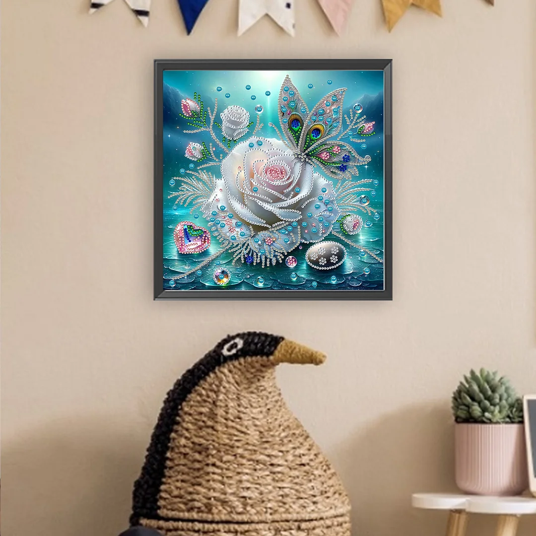 Blue Butterfly - Partial Special Shaped Drill Diamond Painting Kits (Canvas|30*30cm)