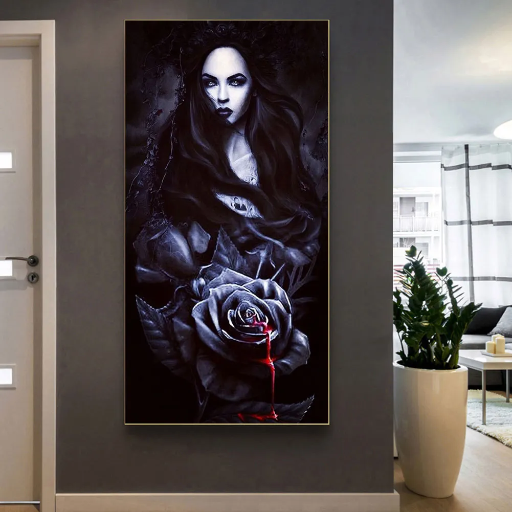 Full Round Diamond Painting 40*80cm - Dark Rose Girl