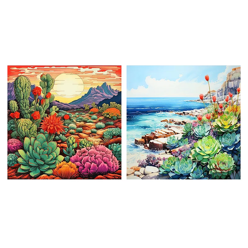 Cactus Landscape Diamond Painting COMPLETED