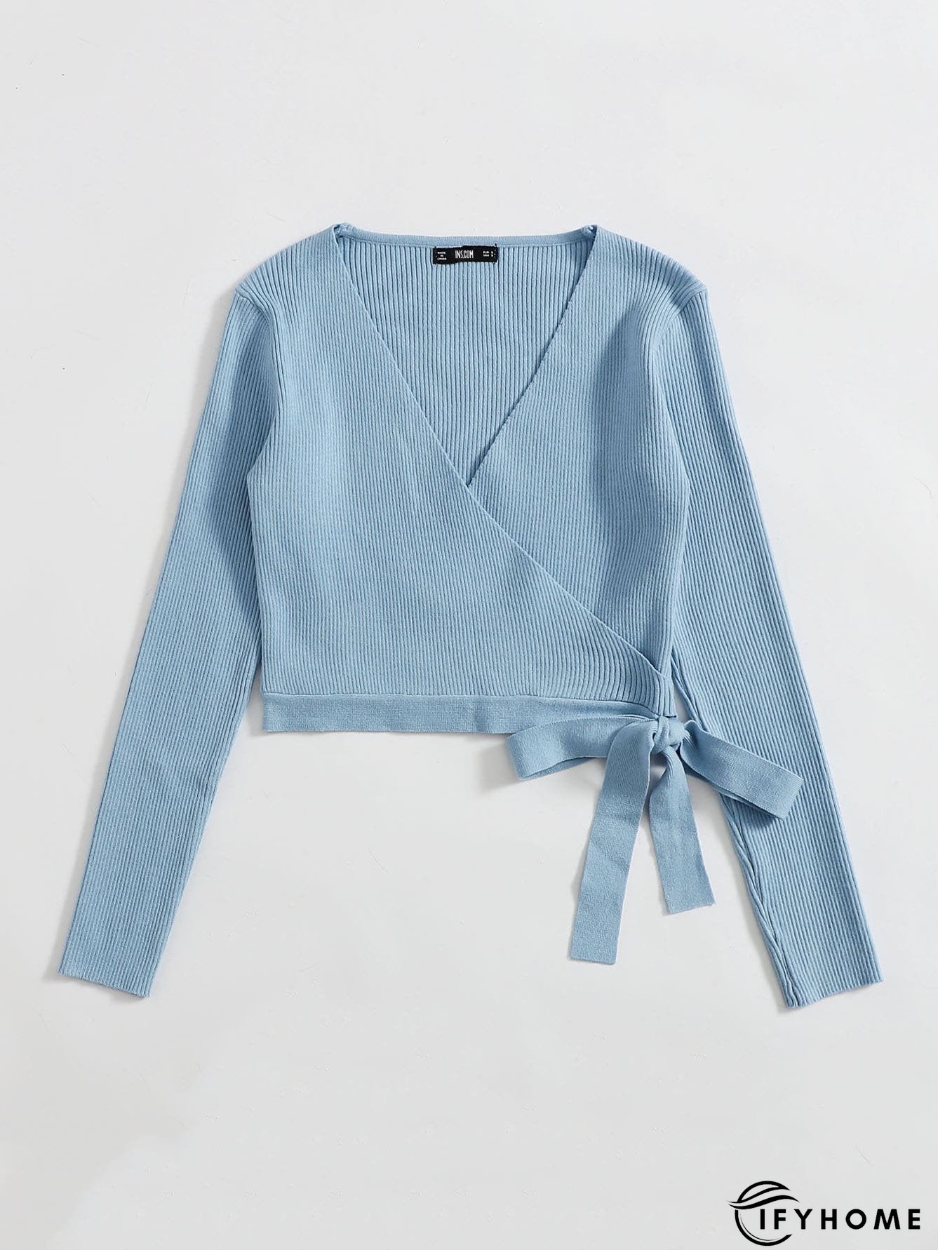 Wrap Tie Side Solid Sweater | IFYHOME