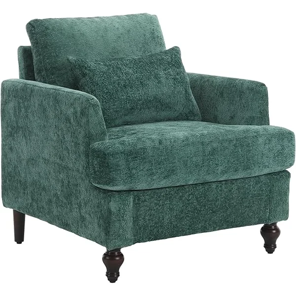 Modern Loveseat Sofa, Fabric Armchair with Waist Pillow, 2 Seat Small Upholstered Couches for Living Room, Bedroom, Office, Wine Red+Chenille Loveseat Wine Red+chenille