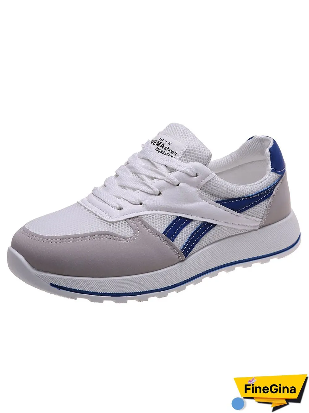 Color Block Sports All Season Split Joint Flat Heel Round Toe Fabric Fabric Lace-Up Sneakers for Women