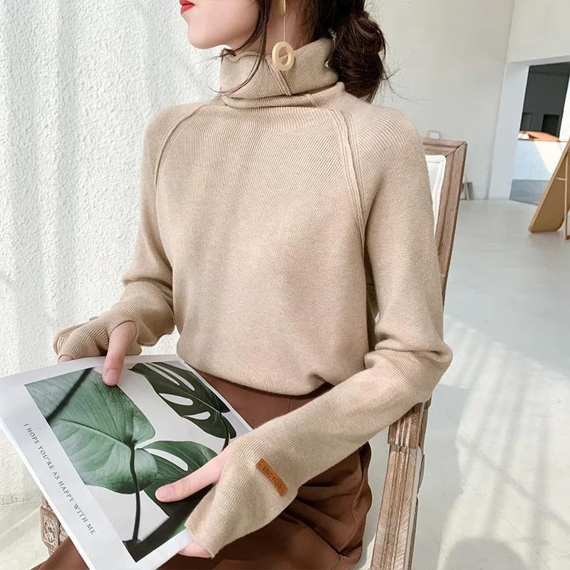 Turtleneck Sweater Women Long Sleeve Loose Sweater Pullover 5 Colors Fashion 2022 New Autumn and Winter Slim Fit Sweater 11259