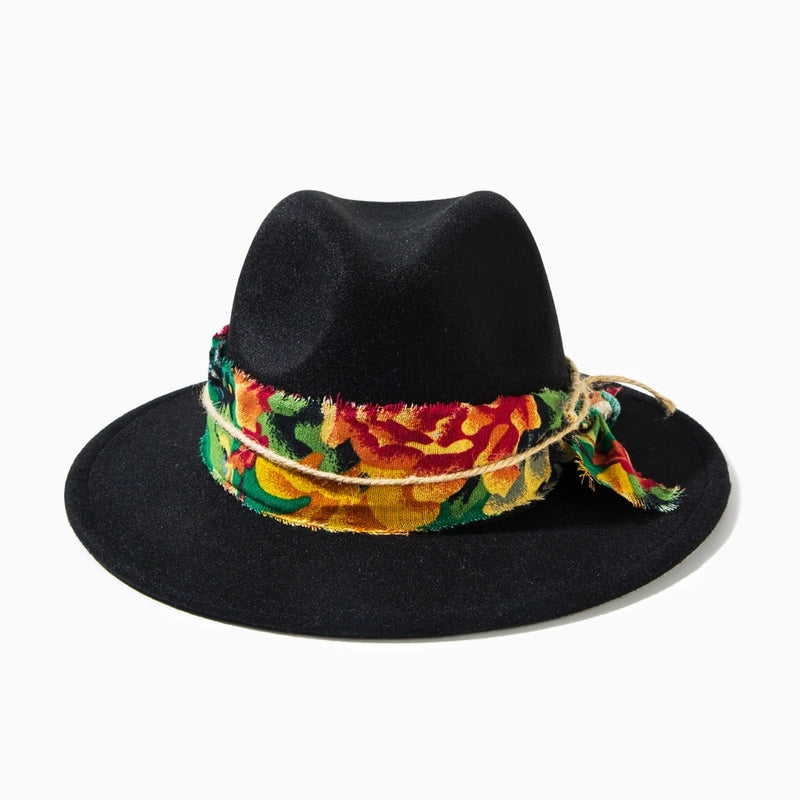 Unisex Casual Elegant Solid Color Flat Eaves Fedora Hat