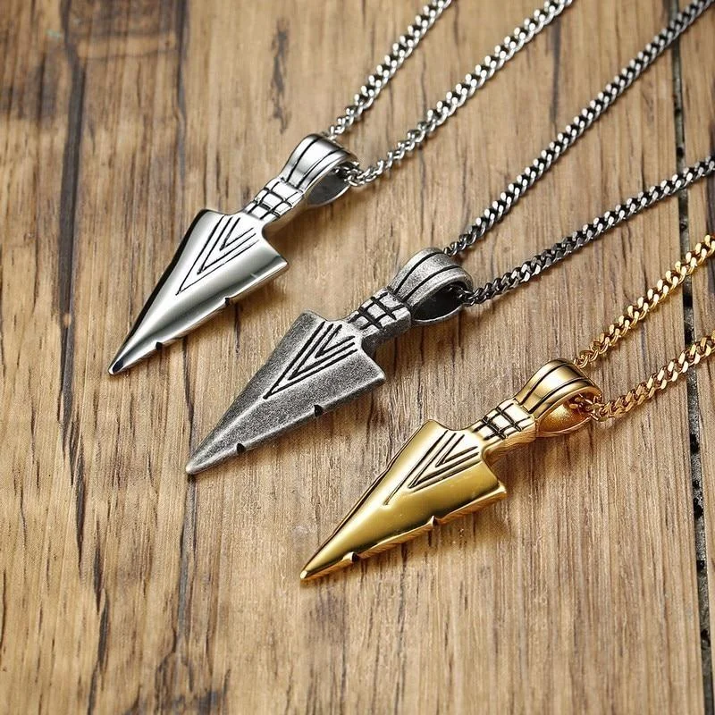 Retro Titanium Triangle Arrow Necklace-inspireuse