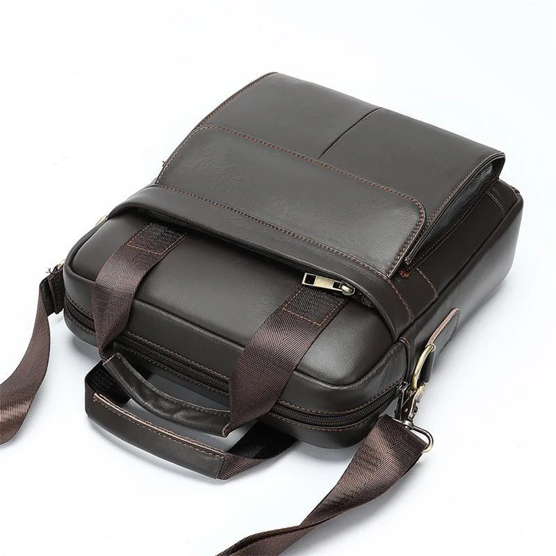 Leather Business Retro Waterproof Portable Briefcase Casual Shoulder Bag Crossbody Bag
