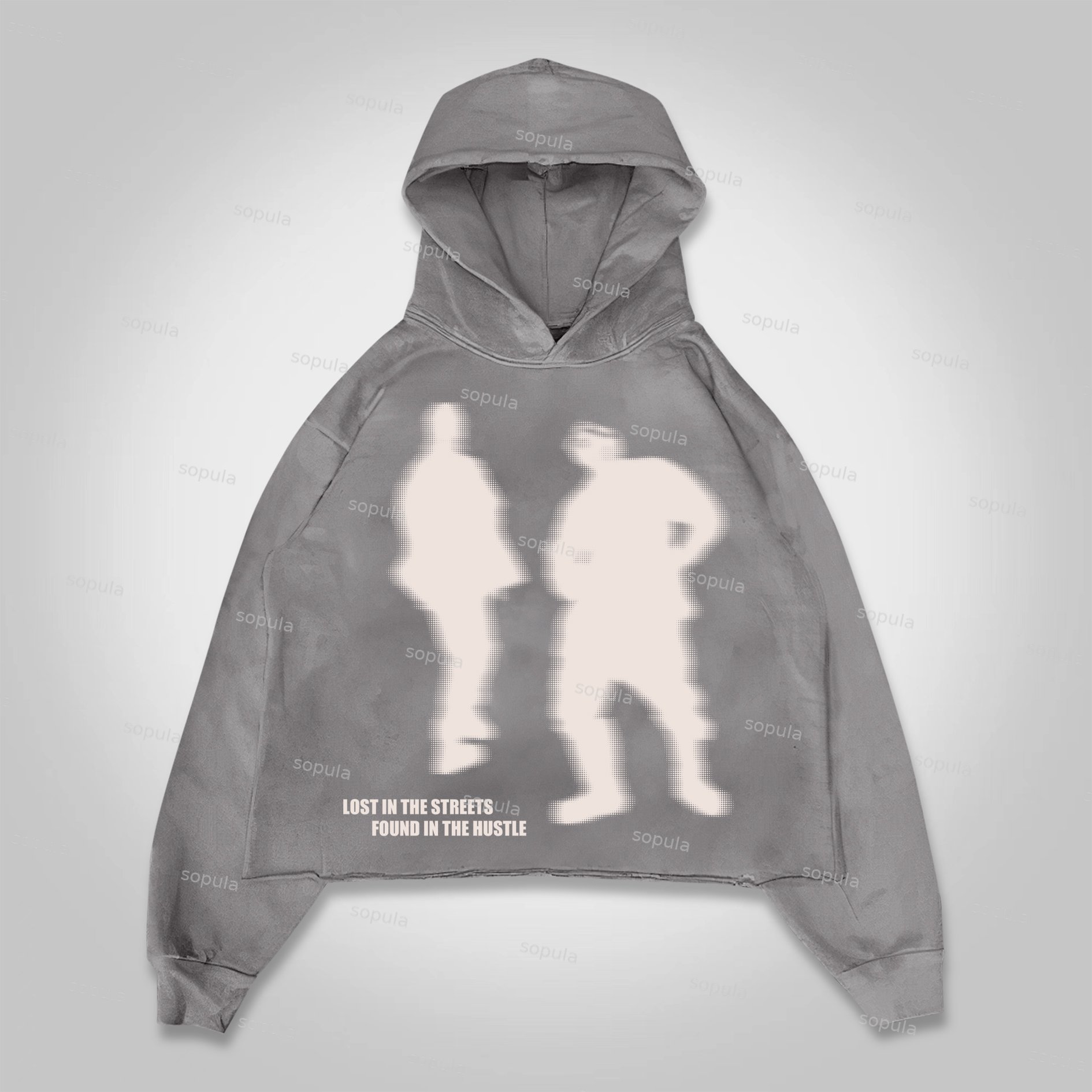 Sopula Street Outlet Abstract Character Graphics Cropped Hoodie - SOPULA