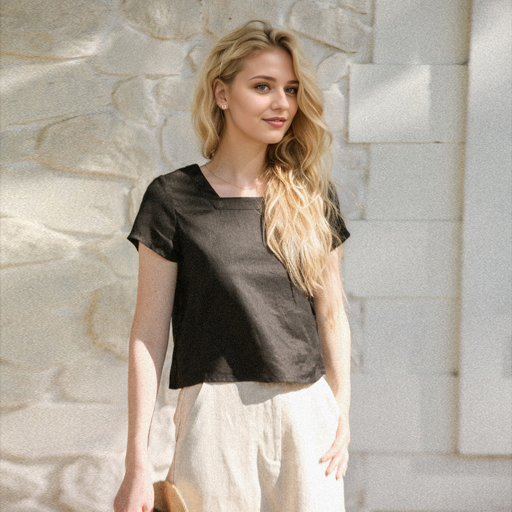 Womens Linen Shirts with Back Split REAL SILK LIFE