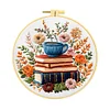 Book Cup Flower-DIY Embroidery Long Stitch Kit with Pattern Cotton Threads Needles Hoop 29x29cm tapestrymarket