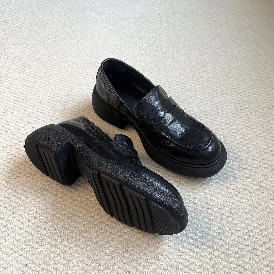 Breakj Breakj Wind Thick-Soled Lefang Shoes Women One Foot Lazy Shoes One-Legged Single Shoe College Style Jk Uniform Shoes