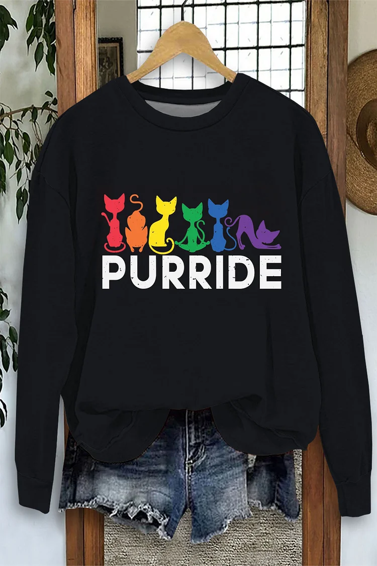 Purride Cat LGBT Flag Sweatshirt