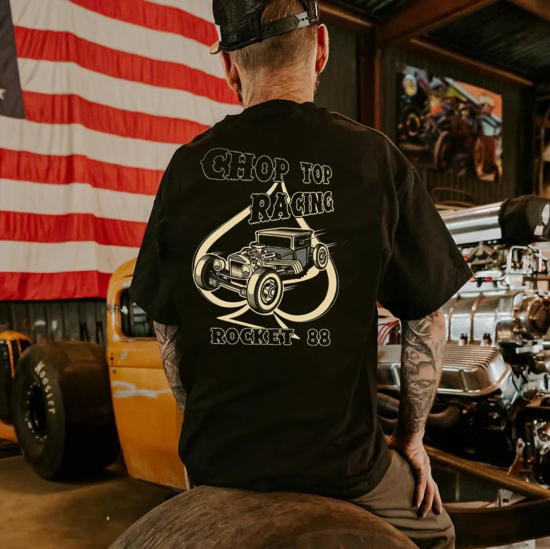 CHOP TOP RACING ROCKET 88 Spade Classic Car Print Men's T-shirt
