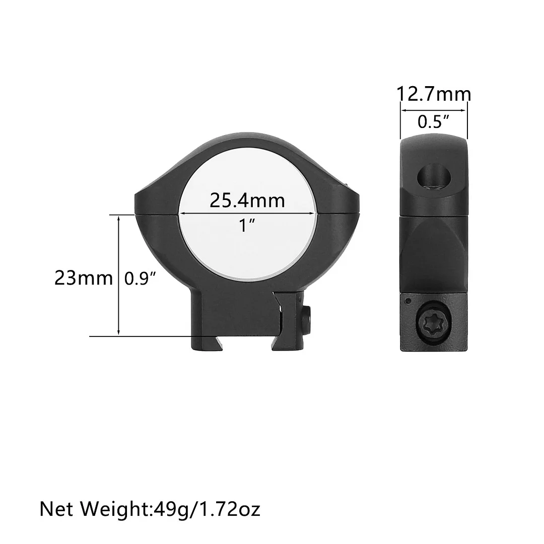ohhunt® 25.4mm 30mm Med Profile Dovetail Scope Rings Black 7075-T6 Three-stage Hard Anodized