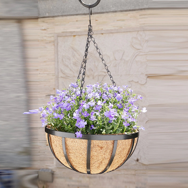 Direct Round Iron Coconut Palm Flower Pot Hanging Basket Coconut Clothes Flower Basket Hanging Pots Hanging Basket Hanging Flower Pot Gardening