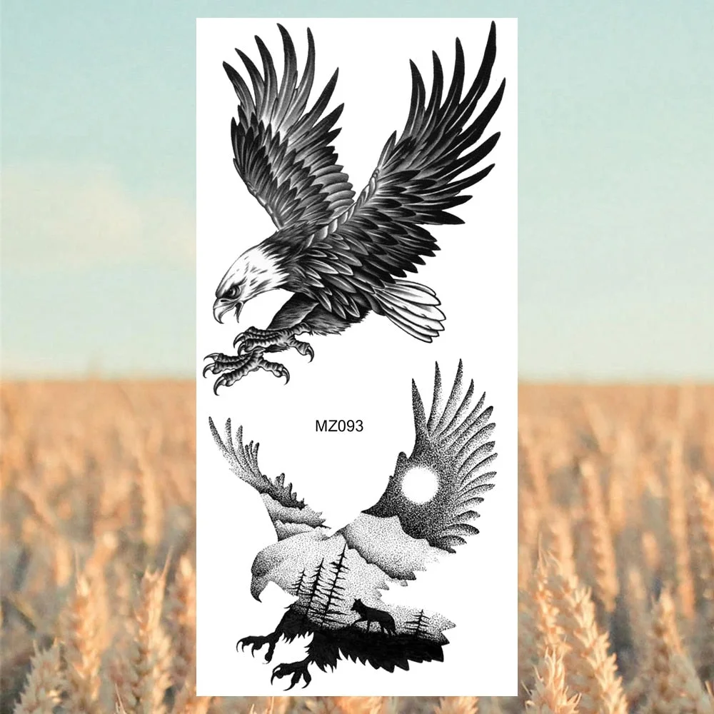 Black Lion Fashion Calf Temporary Tattoos For Women Adult Men Lion Geometric Owl Fake Tattoo Realistic Body Art Decoration Tatoo