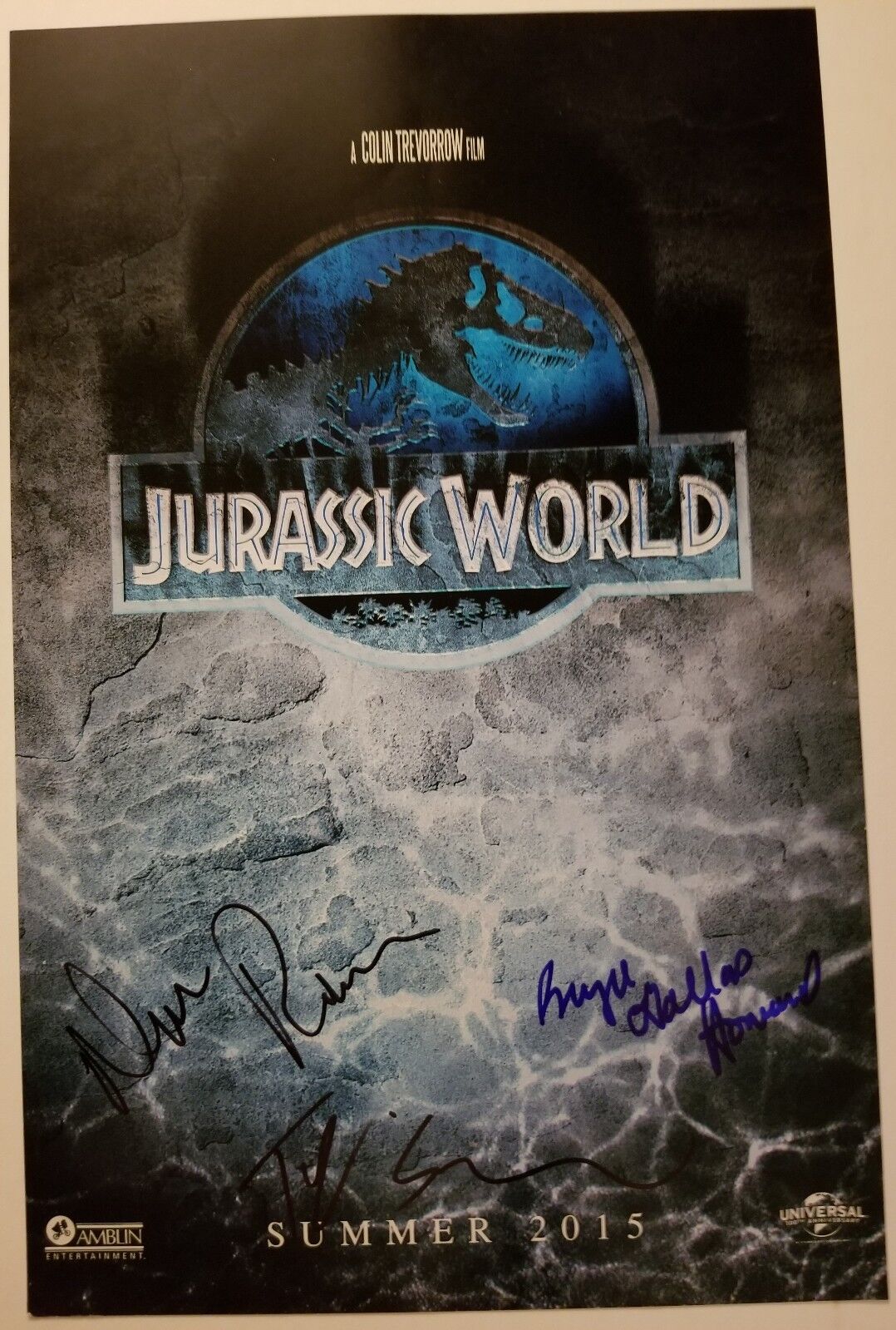 JURASSIC WORLD Cast x3 Authentic hand-signed Bryce Dallas Howard