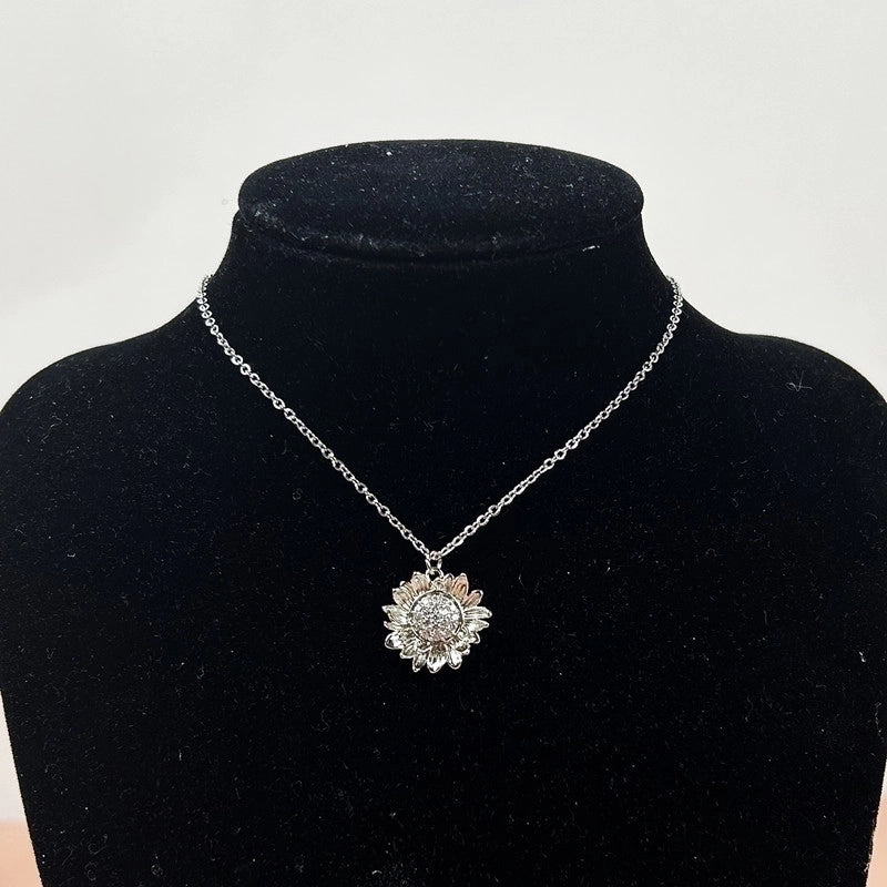 Casual Minimalist Flower Bow Knot Titanium Steel Plating Inlay Zircon Necklace