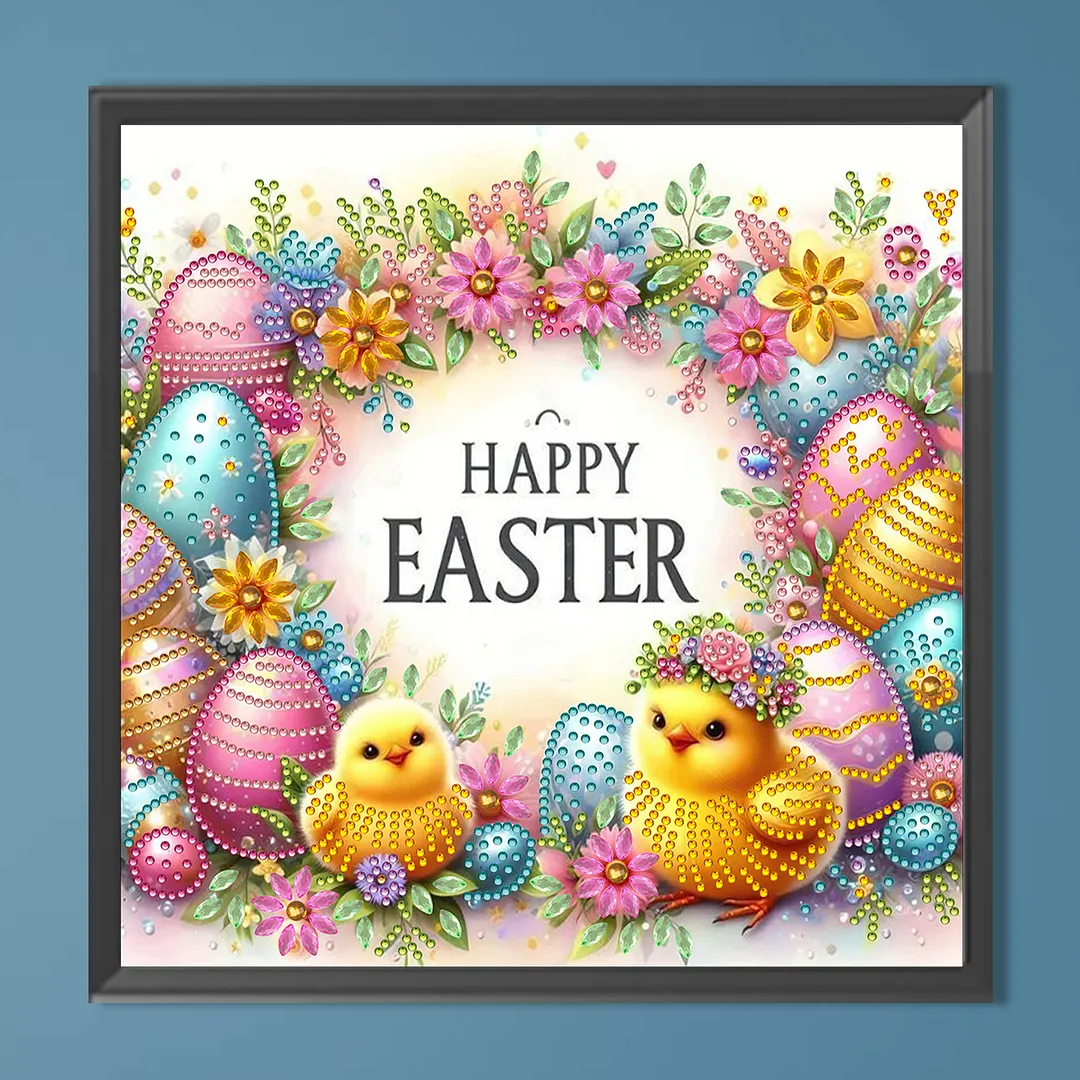 Easter Chick Special Shaped 5D DIY Partial Drill Diamond Painting Kits for Adults Beginners Home Decor Diamonds Dots Gem Art Kits 11.81x11.81inch