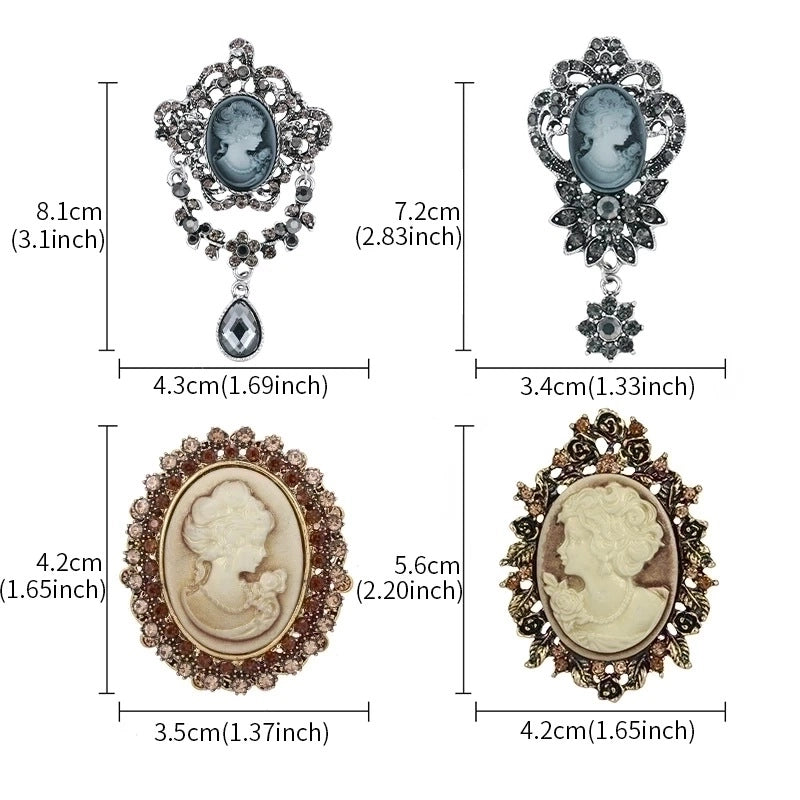 Retro Pin Portrait Alloy Plating Rhinestones Women’S Brooches