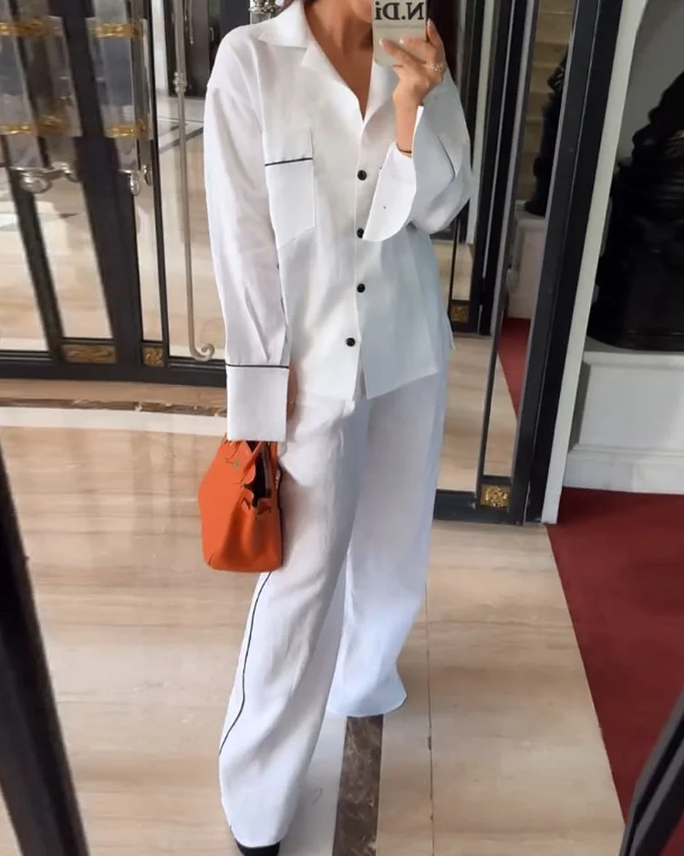 Long-sleeved casual two-piece suit