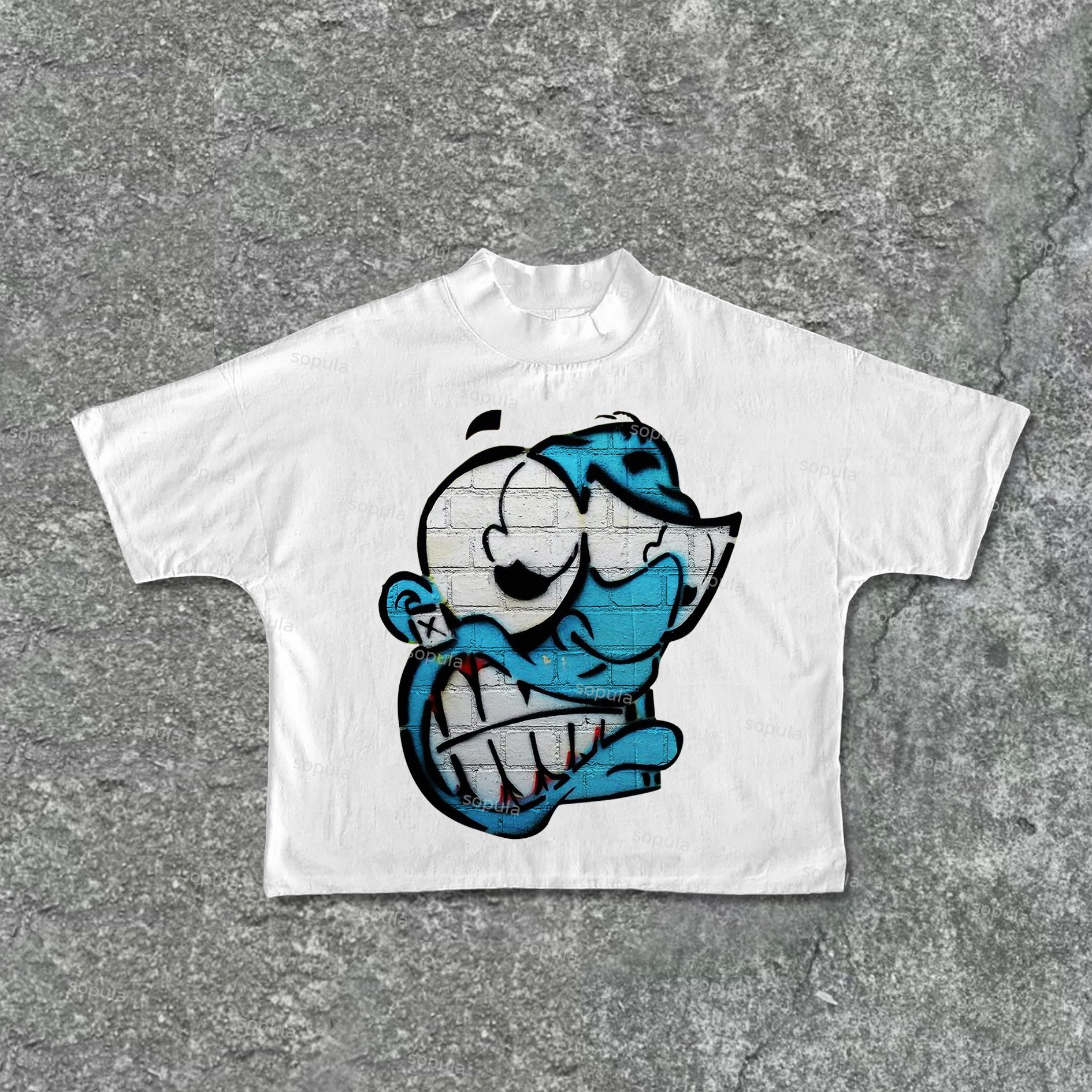 Sopula Vintage Cartoon Monster Graphic Print Casual Cropped T-Shirts - SOPULA