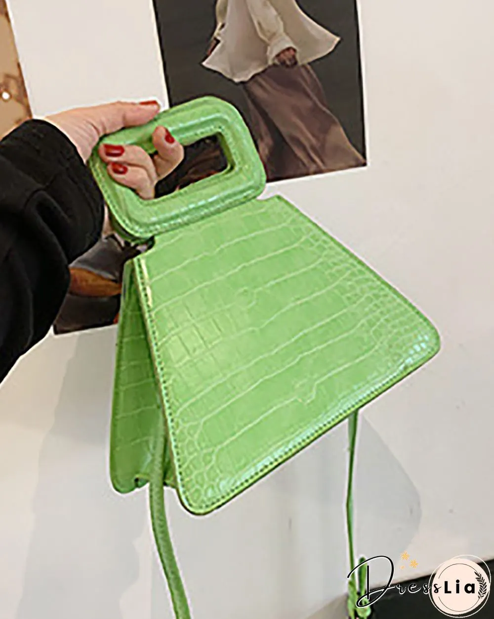 Croc Embossed Satchel Bag