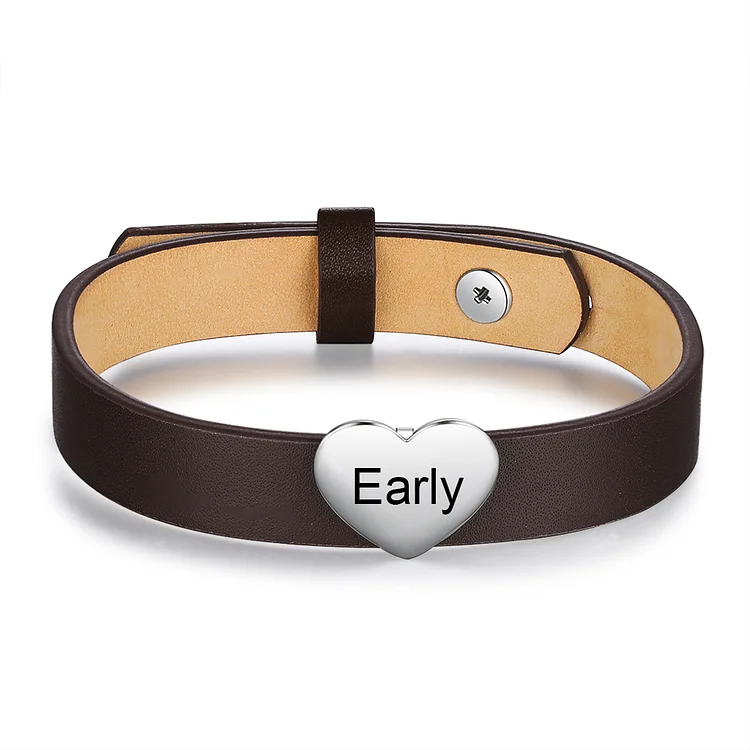 Leather Bracelet Engraved Personalized Name Bracelets