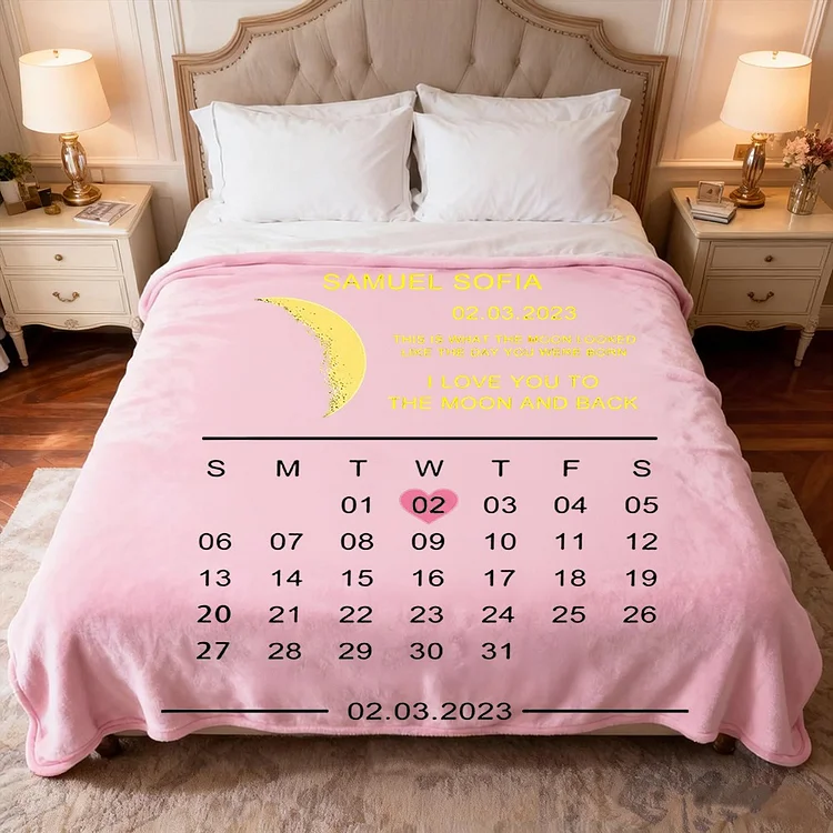 I Love You To The Moon And Back Custom Moon Phase Blanket