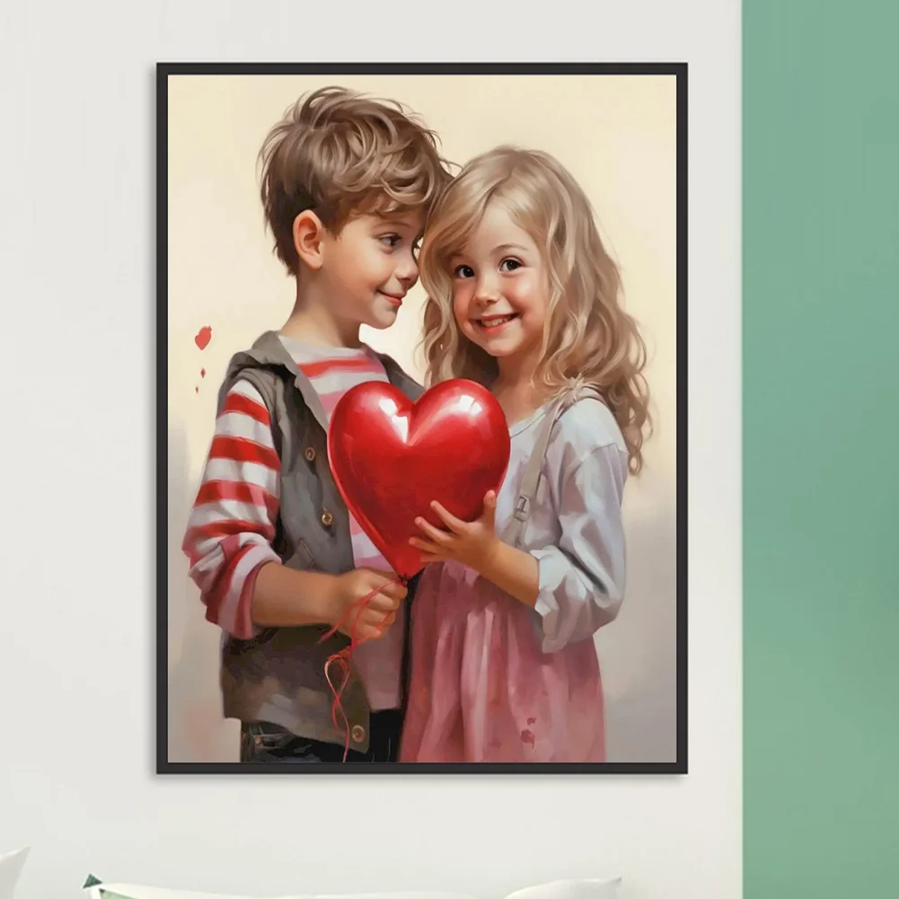 Diamond Painting - Full Round Drill - Kid Sweet Couple(Canvas|30*40cm)