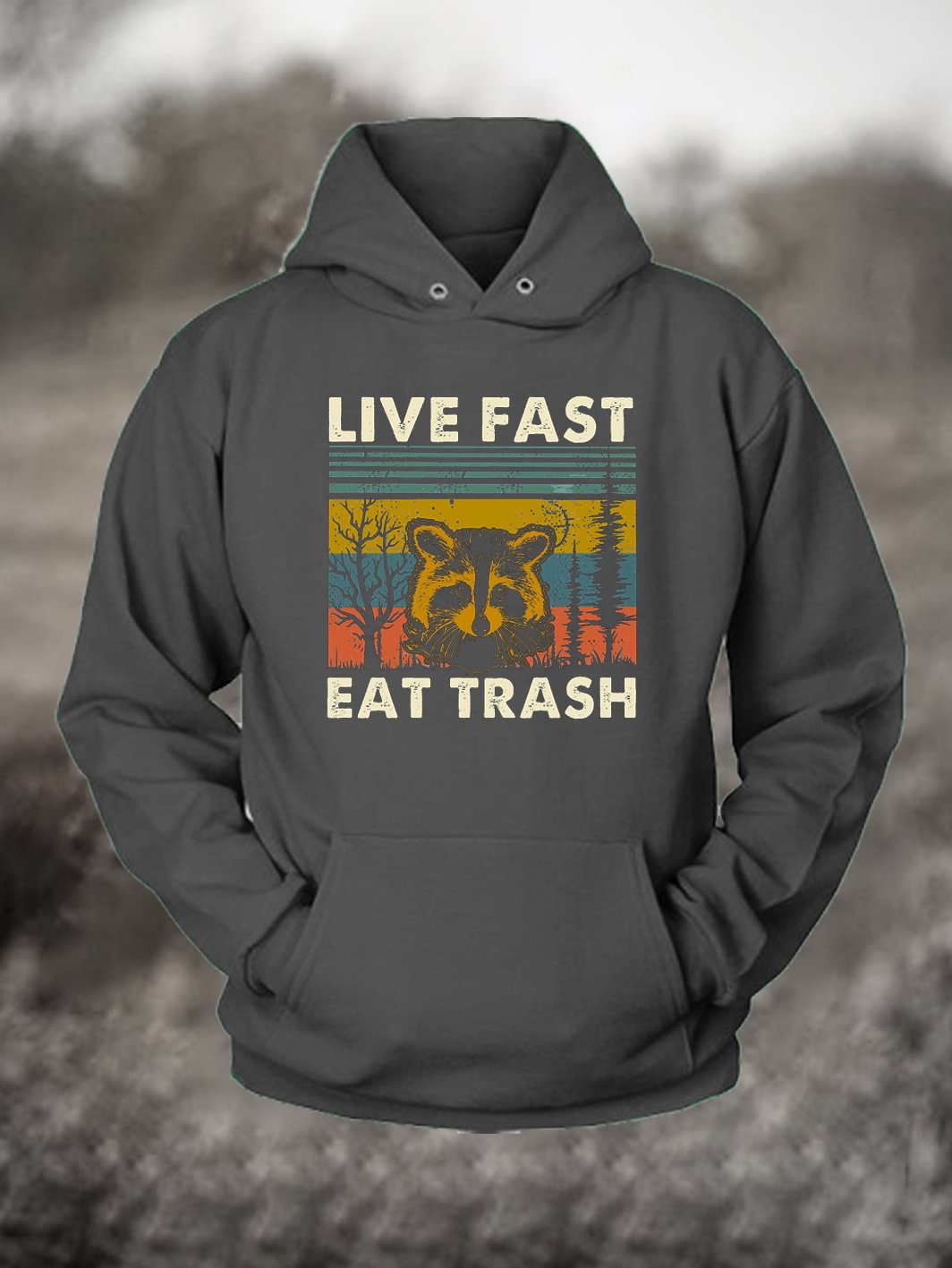 Live Fast Eat Trash Print Men's Hoodie in  mildstyles