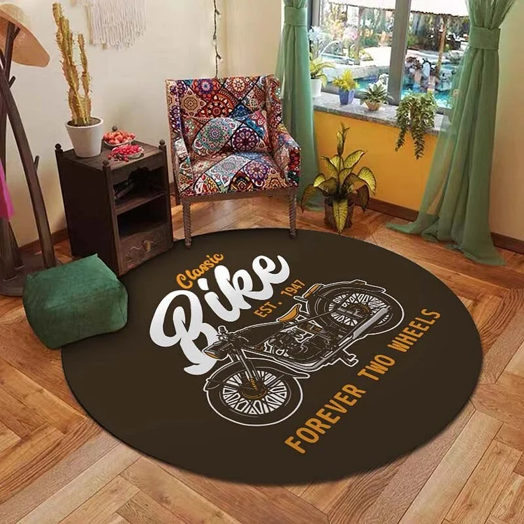Motorcycle Club Round Rugs for Bedroom Decoration Mats Area Mat for Livingroom Home Decor Chair Mat Door Circular Carpet Mat Pad