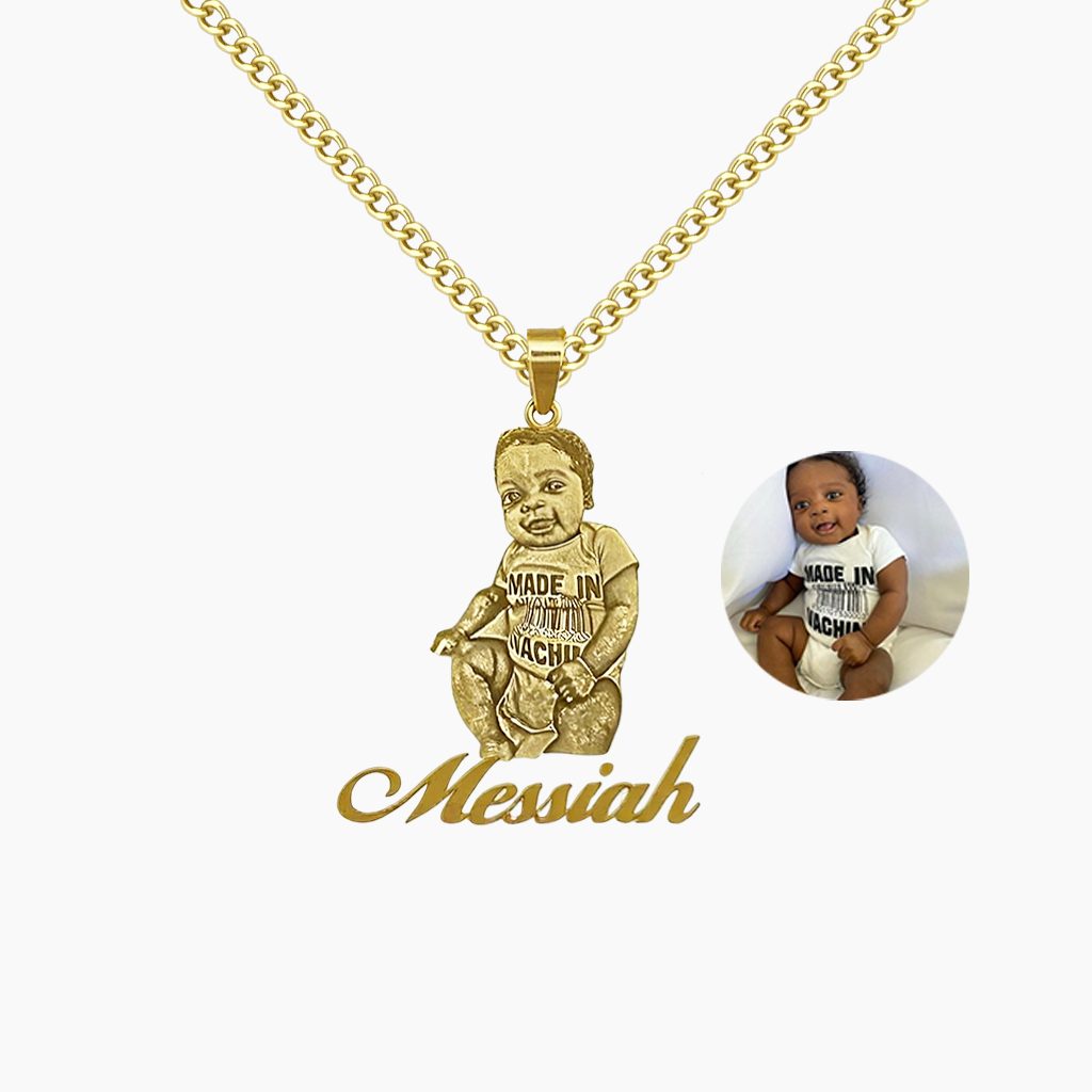 Photo Gold Name Necklace For Kid