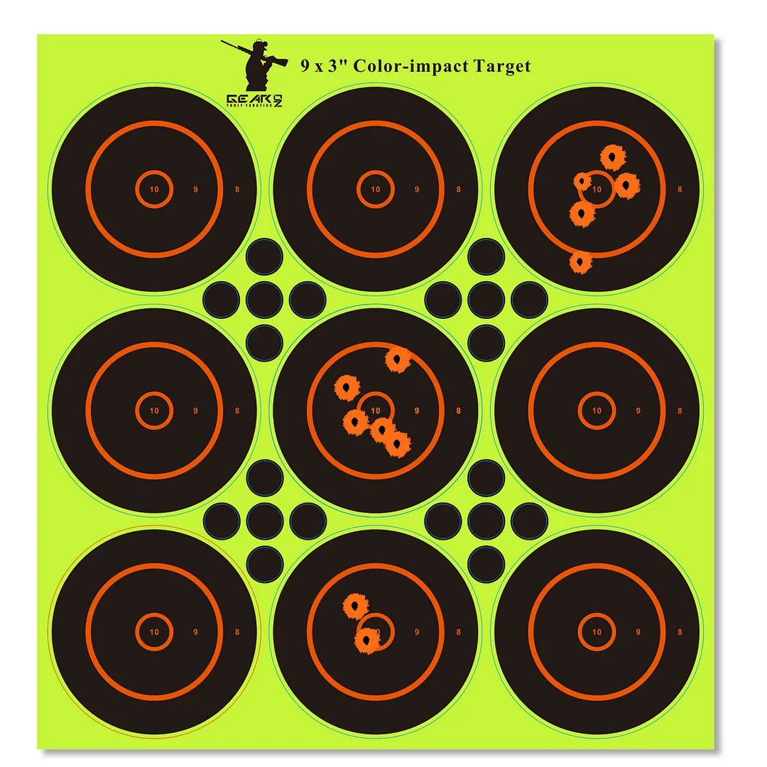 GearOZ Reactive Shooting Target, 10/30 PCS 3" Self Adhesive Target Sticker, Instant Orange Splatter Bullseye Targets for Shooting Range, Airsoft, Pellet Gun, Rifles, BB Gun Backyard Shooting