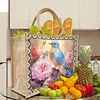 DIY Diamond Painting Linen Waterproof Handbag Shopping Storage Bag Totes Kit(with 2pcs diamond painting)