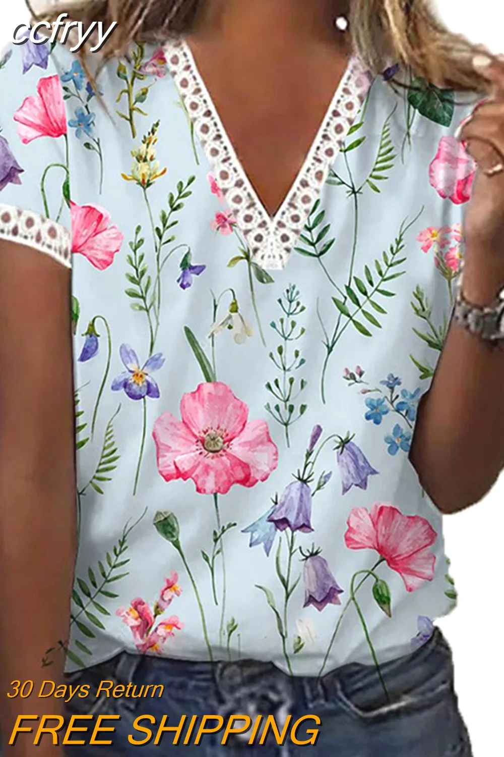 Huibahe V-neck Floral Print Blouse Women Short Sleeve Tops Fashion 2023 Cssual Shirts Female Loose Elegant Blouses Blusas 24785