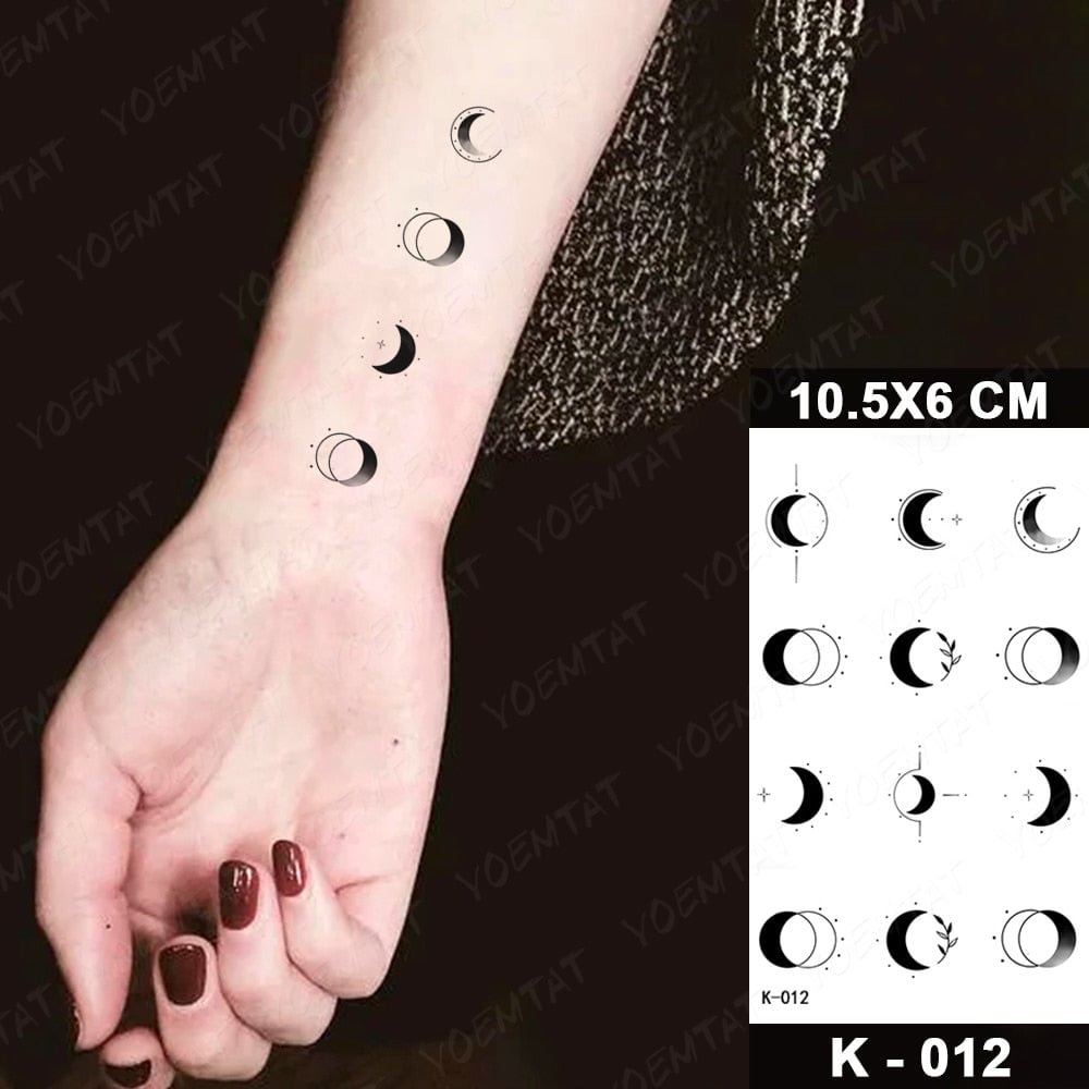 Waterproof Temporary Tattoo Sticker Small Sun Moon Star Eye Flash Tatoo Flower Music Arm Wrist Fake Tatto For Body Art Women Men