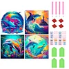 4pcs 5d bricolage complet rond perceuse diamant peinture dauphins kit décoration intérieure 30x30cm