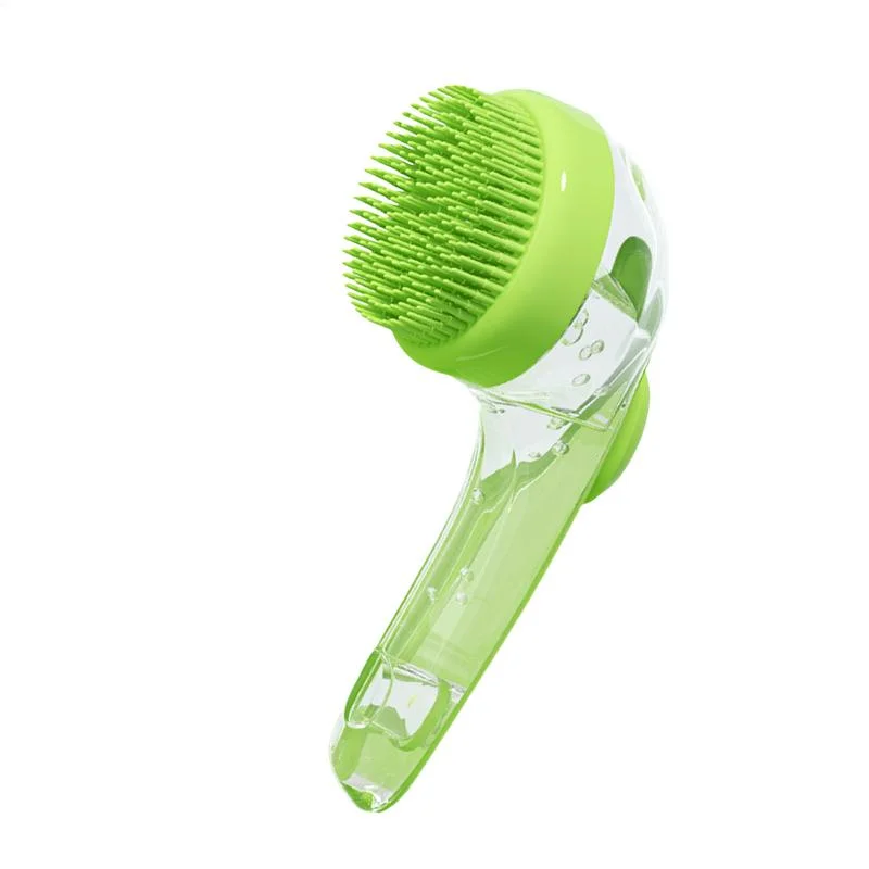 Furry Pet Bath Brush Soft Silicone Long Handle With Shampoo Dispenser