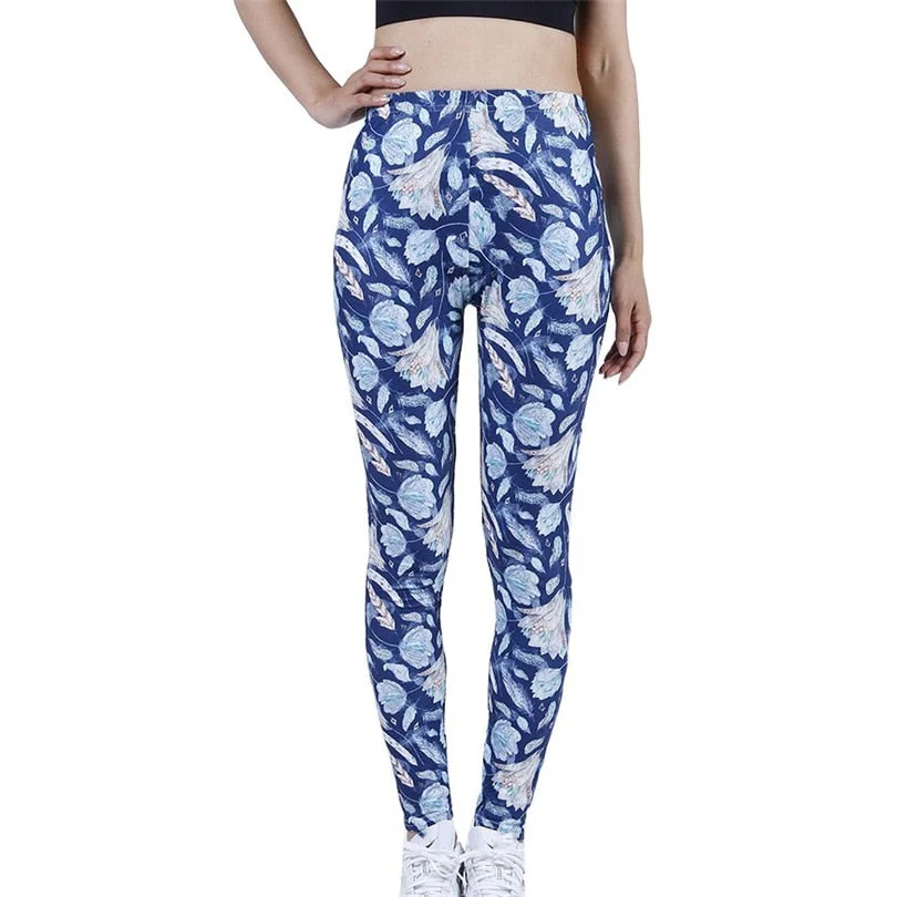 CUHAKCI Leggings Women's Space Dark Blue Leggins Print Pants High Quality Fitness Trousers Mujer Hot Gym Stretch Sportswear