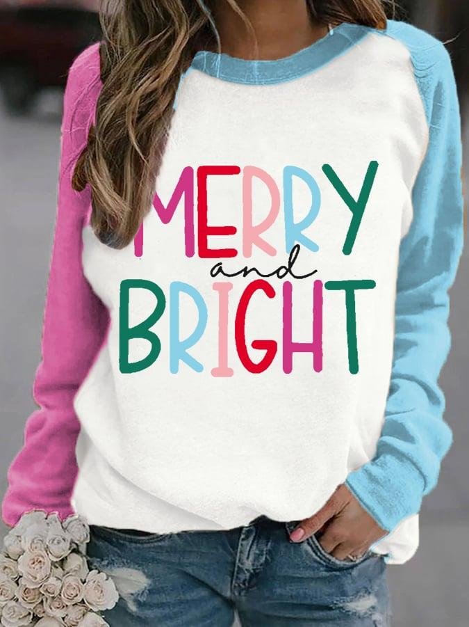 Women‘s Merry And Bright Print Casual Sweatshirt