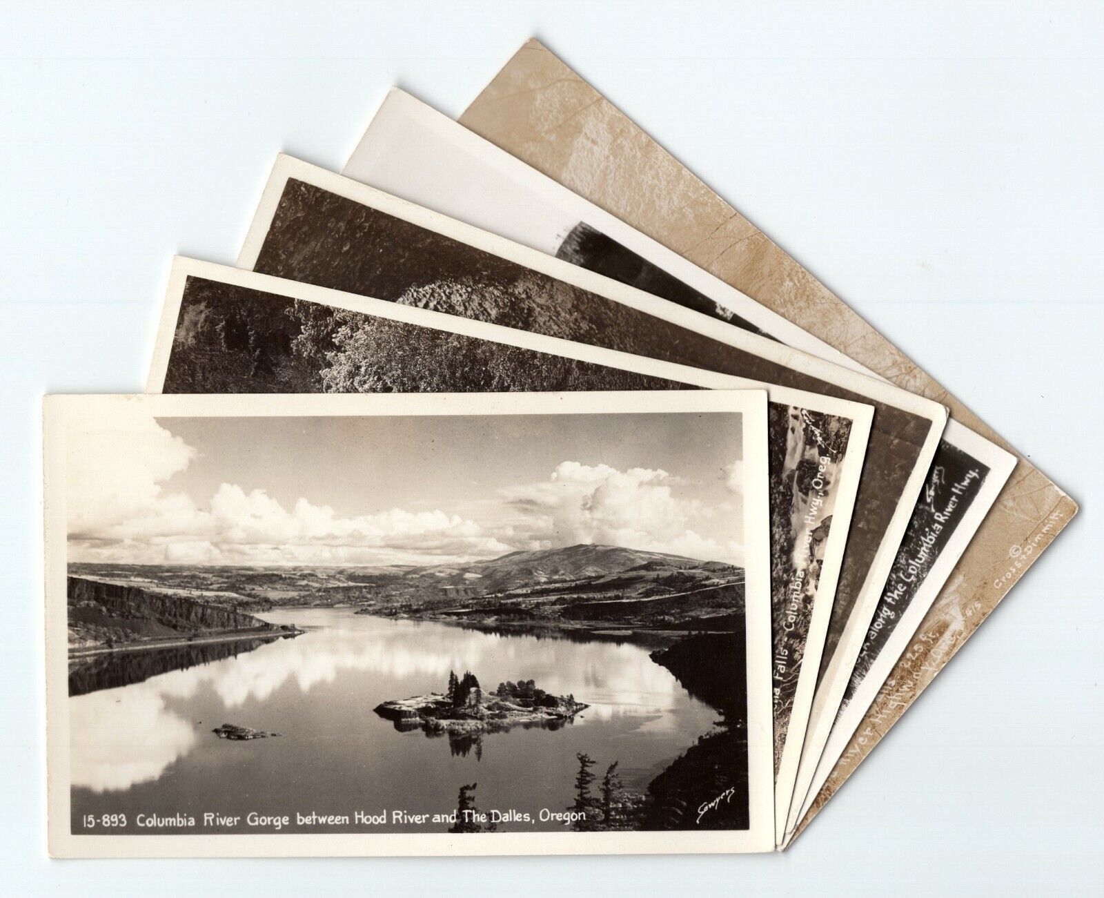 Beacon Rock Wahkeena Columbia River Highway Lot of 5 Real Photo Poster painting RPPC Postcard