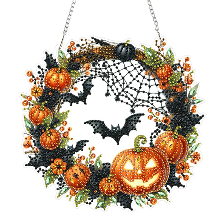 2D Flat Acrylic DIY Halloween Hanging Diamond Art Kits Wall Door Decoration