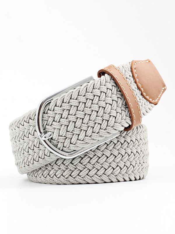 20 Colors Simple Contrast Color Weave Belt LIGHT GRAY-One_size