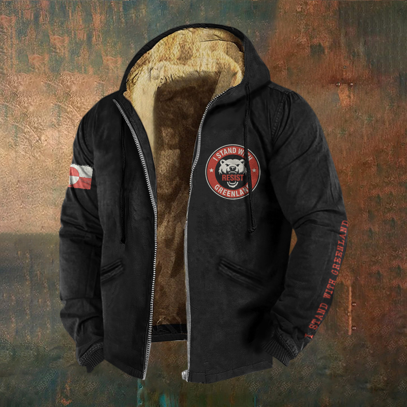 Men's Retro Greenland Print Zipper Casual Jacket artswardrobe