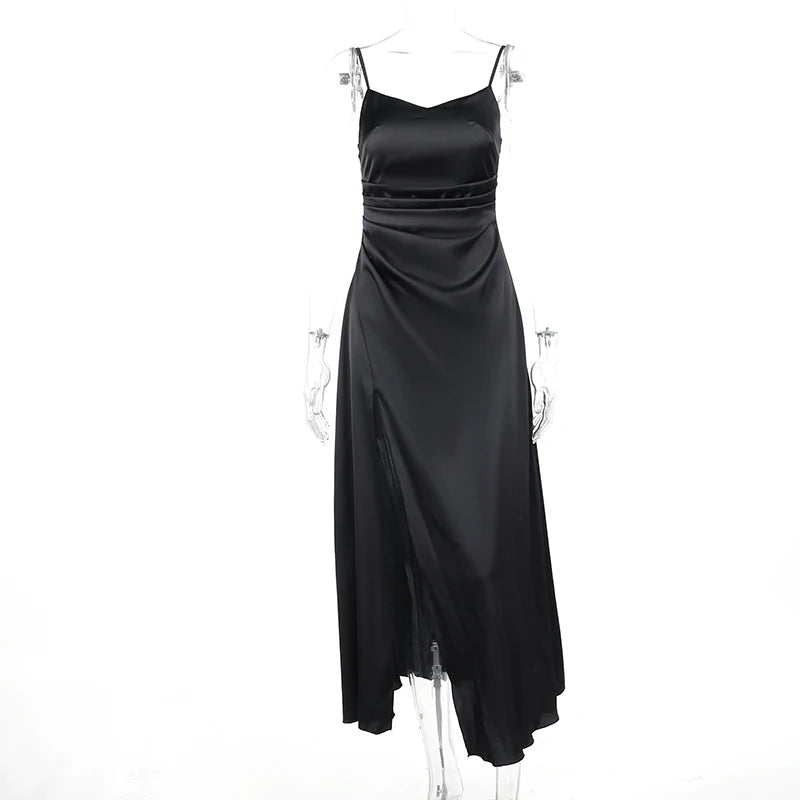 Aiertu Swing Collar Sleeveless Slip Sex Slit Maxi Dress New Fashion Evening Party Women Elegant Streetwear Y2K Aiertu