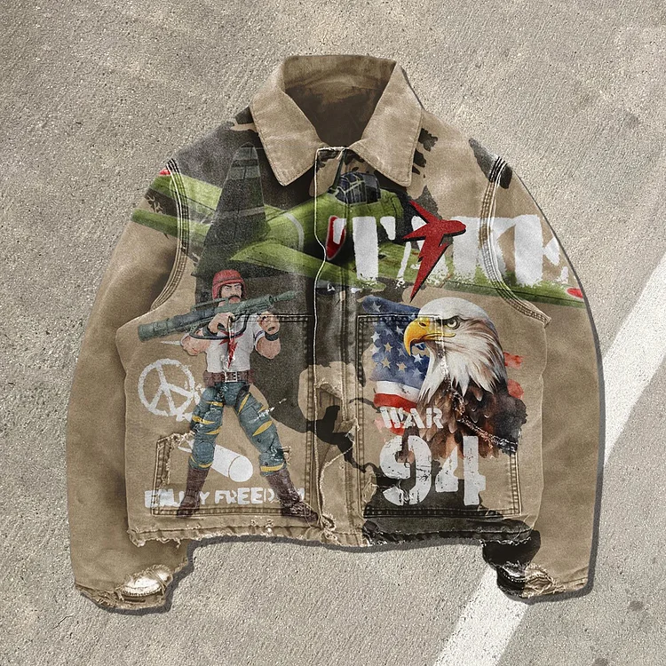 War Soldier Street Vintage Plush Jacket