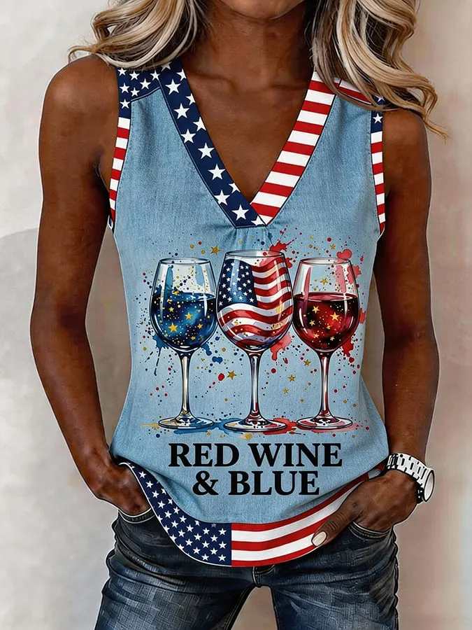 Women'S American 250th Anniversary Artistic Floral Print Casual Vest 