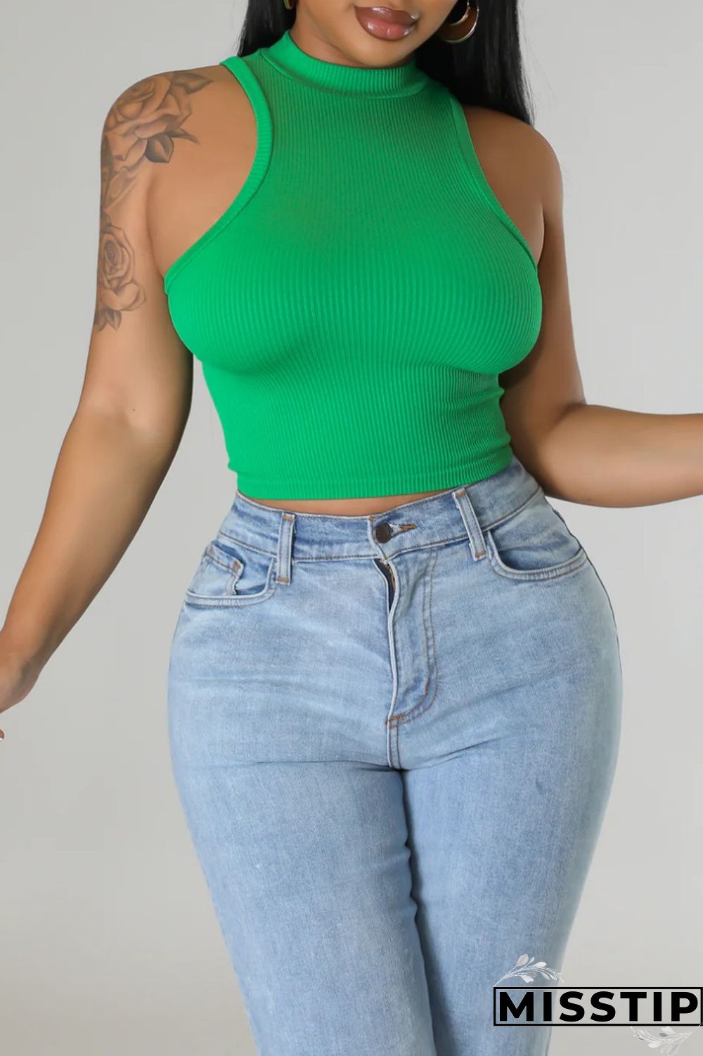 Black Casual Solid Basic Half A Turtleneck Tops