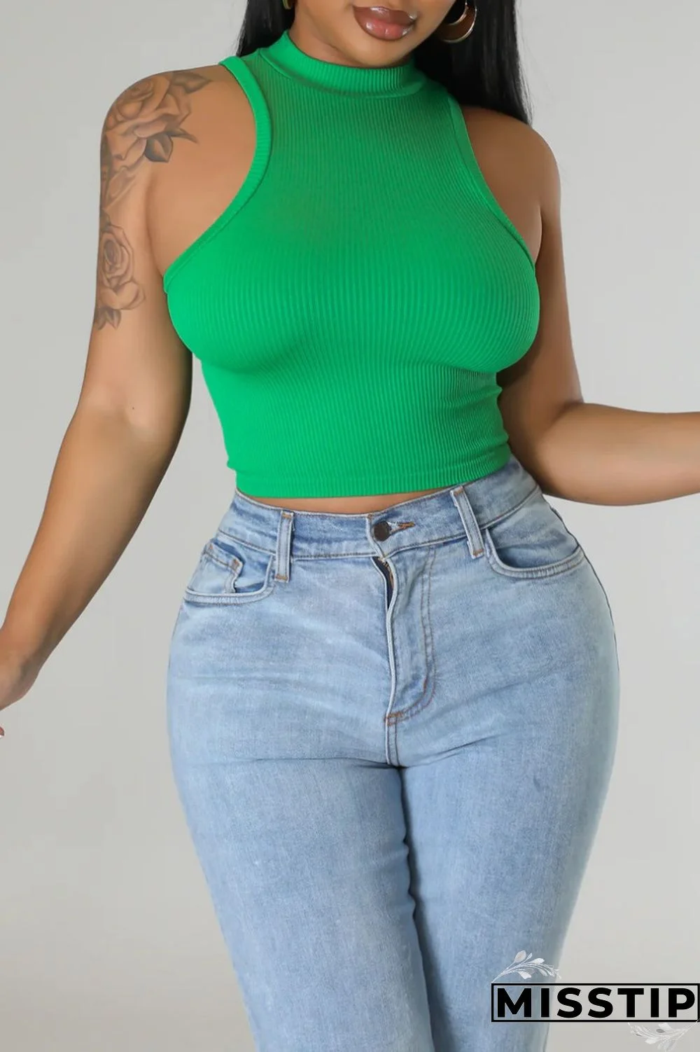 Black Casual Solid Basic Half A Turtleneck Tops